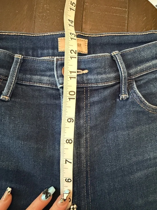 MOTHER High-Rise Hustler Ankle Fray Indigo Blue Slim Jeans - Picture 12 of 14